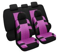 VarCozy Coprisedili per auto, set completo, sedili anteriori e sedile posteriore diviso, per auto, panno universale, SUV, berlina, furgone, coprisedili interni auto, compatibile con airbag, nero e
