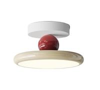 VARENCOK Modern 20CM Flush Mount Ceiling Light With Red Ball Accent Round Iron Art Ceiling Fixture With Soft Acrylic Shade Three Color Dimming Flush Mount Lights for Hallway(3 color dimming)