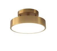 VARENCOK Modern Flush Mount Ceiling Light Small Round Brass Ceiling Fixture H65 All-Copper Body With Acrylic Diffuser Three Color Dimmable Semi Close To Ceiling Lamp for Hallway(12 * 10cm)