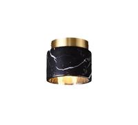 VARENCOK Modern Marble Pattern Cylinder Flush Mount Ceiling Light Gold Brass Top Ring Accent Fixture Solid Stone Small Ceiling Lamp for Hallway Entryway Balcony Walk in Closet(Black 3 color dimming)