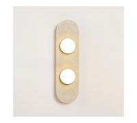 VARENCOK Travertine Wall Sconce Long Stone Wall Lamp With Round Glass Globe Shade Modern Multi-Head Indoor Wall Mount Light for Corridor Stairwell Entryway Bedroom Vanity(12 * 43cm)