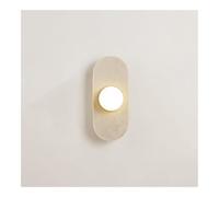 VARENCOK Travertine Wall Sconce Long Stone Wall Lamp With Round Glass Globe Shade Modern Multi-Head Indoor Wall Mount Light for Corridor Stairwell Entryway Bedroom Vanity(12 * 28cm)