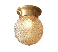 VARENCOK Vintage Brass Flush Mount Ceiling Light Crystal-Cut Glass Globe Close To Ceiling Fixture Gold Small Decorative Ceiling Lamp for Hallway Entryway Balcony And Small Spaces