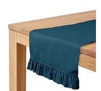 Vargottam Blu Ottanio Home Decor Tavolo Tessuto Frill Arredamento Runner in Cotone Fiammato-14 x 72 Pollice