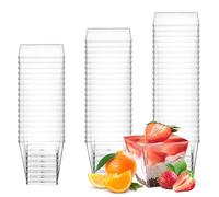 VARHHUXHA 60 Pz Bicchierini Finger Food Trasparenti, 60 ML Coppette Gelato Plastica Riutilizzabili, Bicchieri da Dessert, Ciotole da Dessert per Mousse, Gelato, Buffet e Picnic per Feste