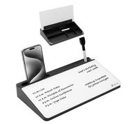 Varhomax Piccola lavagna bianca da scrivania in vetro, cancellabile a secco, con scomparto per riporre le cose da fare, blocco note per ufficio, scuola e accessori per ufficio (nero e bianco)