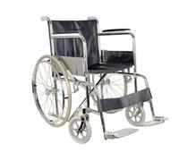 Vari carrozzina pieghevole cromata con struttura leggera, braccioli e pedane es