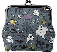 Vari elementi per le vacanze di Halloween Portamonete in pelle da donna, piccolo astuccio per monete con chiusura a chiusura a scatto Portafoglio con fibbia per regalo per ragazza