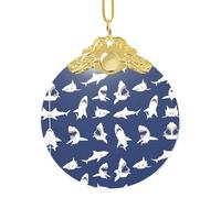 Vari pesci di mare modello palla di vetro decorativo del pendente, ornamento rotondo a 3 pollici per l'esposizione di Natale della vendita al dettaglio