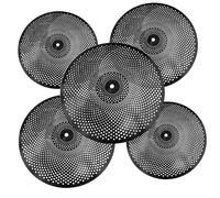 Vari set di piatti per batteria SET PIATTI MUTE NERI PER JAZZ POP ROCK MORDEN 14'' HIHAT+16'' CRASH+18'' CRASH+20'' RIDE