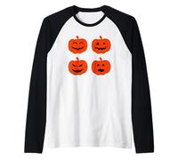 Vari Stati d'animo Jack O Lantern per Halloween Maglia con Maniche Raglan