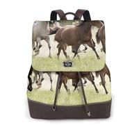 Vari tipi di cavalli Stampa Donne Zaino Impermeabile Antifurto Leggero Pu Moda Pelle Nylon Scuola Borsa A Tracolla Zaino Da Viaggio, Nero , Taglia unica
