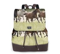Vari tipi di cavalli Stampa Donne Zaino Impermeabile Antifurto Leggero Pu Moda Pelle Nylon Scuola Borsa A Tracolla Zaino Da Viaggio, Nero , Taglia unica