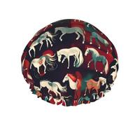 Vari tipi di cavalli stampa doppio strato impermeabile cuffia da doccia donna uomo riutilizzabile tappi per capelli da bagno fascia elastica