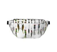 Vari tipi di esche da pesca stampa grande borsa da cintura sportiva all'aperto, borsa a tracolla per donne uomini viaggio allenamento marsupio