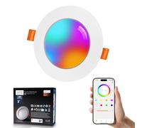 VARICART Faretti Led da Incasso per Cartongesso Alexa, Confezione da 1, 7W Smart Bluetooth Faretti da Incasso, Intelligente Colorati Faretti LED da RGBWW 2700K a 6000K, Dimmerabili App Controllo