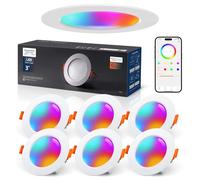 VARICART Faretti Led da Incasso per Cartongesso Alexa, Confezione da 6, 7W Smart Bluetooth Faretti da Incasso, Intelligente Colorati Faretti LED da RGBWW 2700K a 6000K, Dimmerabili App Controllo