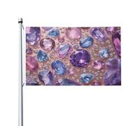 Varie pietre preziose in rosa, viola e blu, bandiere per la casa da cortile, 0,9 x 1,5 m, striscione di auguri con occhielli per interni ed esterni, decorazioni per la casa