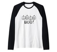 Varie zucche intagliate con smorfia - Halloween Maglia con Maniche Raglan