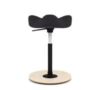 Varier Move - Sgabello Ergonomico ad Altezza Regolabile, con Supporto in Posizione Semieretta - Base in Legno Naturale e Tessuto Nero di Alta Qualità