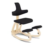Varier Thatsit Balans Sedia ergonomica kneeling regolabile, con schienale, 10 anni di garanzia, Design by Peter Opsvik Natur/Nero