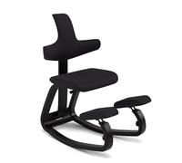Varier Thatsit Nero/Nero Sedia Ergonomica Kneeling Regolabile con Schienale e Struttura in Faggio per Postura Attiva - Garanzia di Qualità 10 Anni