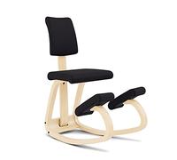 Varier Variable Plus Sedia Ergonomica con Schienale Imbottito Legno Naturale, 100% Tessuto in Poliestere Riciclato, Nero