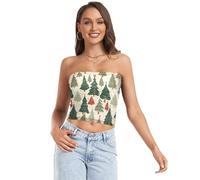 Varietà variopinta dell'albero di Natale delle donne Crop Top stretto del tubo di base per la festa estiva, Colorato, M