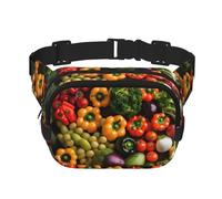 Varietà Verdure Fresche Frutta Stampa Marsupio Quadrato Allenamento Escursionismo Corsa Viaggi Palestra Bella Cerniera