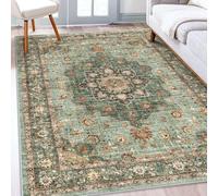 VARIKASHOM Tappeto Decorazione per Casa, Salotto, Sala da Pranzo e Cucina, Facile da Pulire, Motivi floreali orientali vintage, arancione, verde, multicolore, 130 x 200 cm