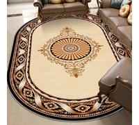 VARIKASHOM Tappeto Ovale Grande Salotto Pelo Corto Soggiorno Camera da Letto Decorazione della Casa,Nero Vintage Tradizionale Classico Floreale, Arancione, 160 x 180 cm