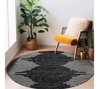 VARIKASHOM Tappeto Rotondo Moderno Pelo Corto, Decorazione moderna in colore neutro bianco e nero, nera, Round, 100 cm, Soggiorno Decorazione Tappeti Moderni Interni per Camere da Letto,