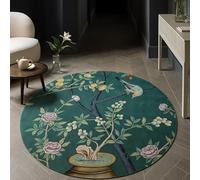 VARIKASHOM Tappeto Rotondo Moderno Pelo Corto, Stampa floreale verde con animali, moderna, multicolore, Round, 160 cm, Tappeti Decorazioni Camera da letto aesthetic Moderni Salotto