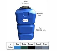 Varile Serbatoio per acqua potabile verticale, 750 l, rettangolare, blu, senza BPA, filettatura in ottone integrata da 3/4", prodotto in EU, adatto per uso alimentare