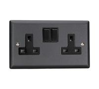 Varilight Urban - Presa doppia con interruttore, 13 Amp, colore: Nero opaco