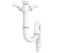 VARIOSAN Sifone tubolare flessibile 11497, 1 1/2", 2 attacchi per elettrodomestici a sifone 1", per lavello della cucina, lavastoviglie e lavatrice