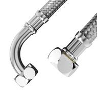 VARIOSAN Tubo corazzato per lavatrice e lavastoviglie 17734, 1,50 m, 3/4" ÜWM x 3/4" ÜWM con arco a 90°, rivestimento in acciaio inox, certificato DVGW, acqua potabile