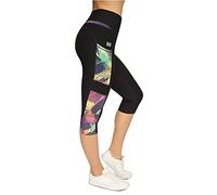 Variosports Sport Capri 3/4 con 2 Scomparti Laterali per Telefono Cellulare, Chiavi, Carta di Credito e Co. Fitness Sport Collant Sportivo Brazil Modello Yoga. (Brazil S)