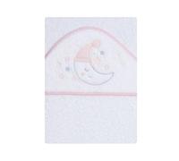 various Asciugamano da bagno per bambini con cappuccio, 100 x 100 cm, 100% spugna di cotone, morbido e assorbente, ideale per neonati e bambini piccoli, con motivo luna, colore: bianco/rosa