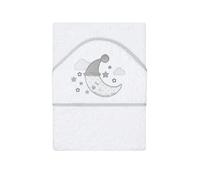 various Asciugamano da bagno per bambini con cappuccio, 100 x 100 cm, 100% spugna di cotone, morbido e assorbente, ideale per neonati e bambini piccoli, con motivo luna, colore: bianco/grigio