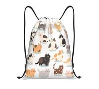 Various Cats Cute Borsa con Cordoncino Stringa Borsa con Coulisse Unisex Zainetto per Vacanze Uomo Shopping 36X42Cm