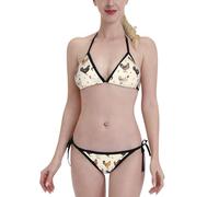 Various Chicken Costume Donna Due Pezzi con Lacci Bikini Donna Halter Costumi da Bagno per Spiaggia Vacanze Low Waist