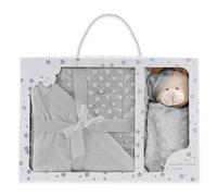 various Coperta Neonato Grigio con Doudou Orsetto