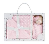various Coperta Neonato Rosa con Doudou Orsetto | Set regalo nascita, copertina 80 x 110 cm e doudou 24 x 24 cm, morbida in poliestere