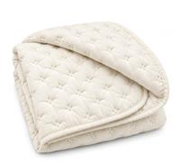 various Copriletto trapuntato per culla, 110 x 140 cm, bianco sporco | Trapunta leggera in microfibra per la cameretta dei bambini, con fiori termosaldati, bordo coordinato e angoli arrotondati.