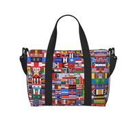 Various flags - Borsa a tracolla da donna, borsa da viaggio, casual, con cerniera, adatta per lavoro, viaggi, fitness, viaggi