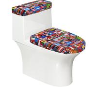 Various Flags - Copriwater morbidi, 2 pezzi, elastici, riutilizzabili, per WC a forma di U, decorazione per il bagno