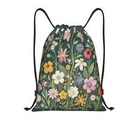 Various Flowers Green Sacca con Cordoncino Unisex Borsa Coulisse Pieghevole Zaini per Donna Escursionismo Uomo 36X42Cm