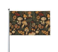 Various Kinds Of Mushrooms And Leaves Bandiera Da Giardino Resistente Alle Intemperie Bandiere Colore Vivido Flag Per Feste Esterno Interno Festival 90X150Cm
