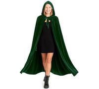 various Mantello Halloween Adulto con Cappuccio, Mantello Vampiro in Velluto Verde per Uomo e Donna, Costume Medievale Gotico per Carnevale, Cosplay e Festa a Tema (verde 135cm)